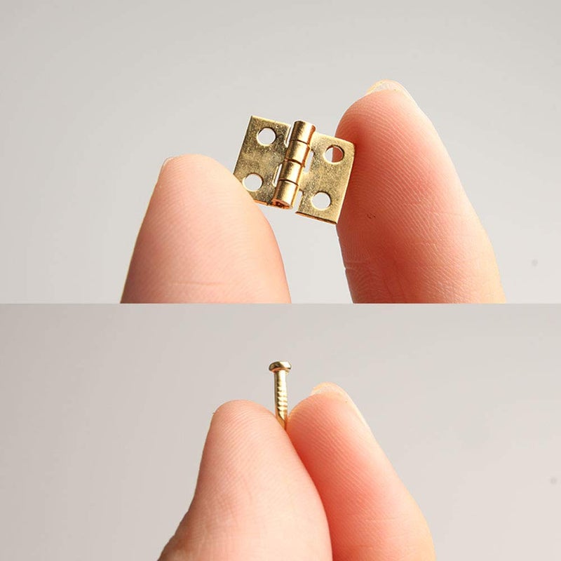 Wixine 100Pcs Mini Brass Plated Hinge - Small Decorative Jewelry Box Hinges Parts - Image 3